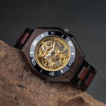 Load image into Gallery viewer, Rosewood Octogan Skeleton Watch
