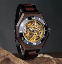 Load image into Gallery viewer, Rosewood Octogan Skeleton Watch

