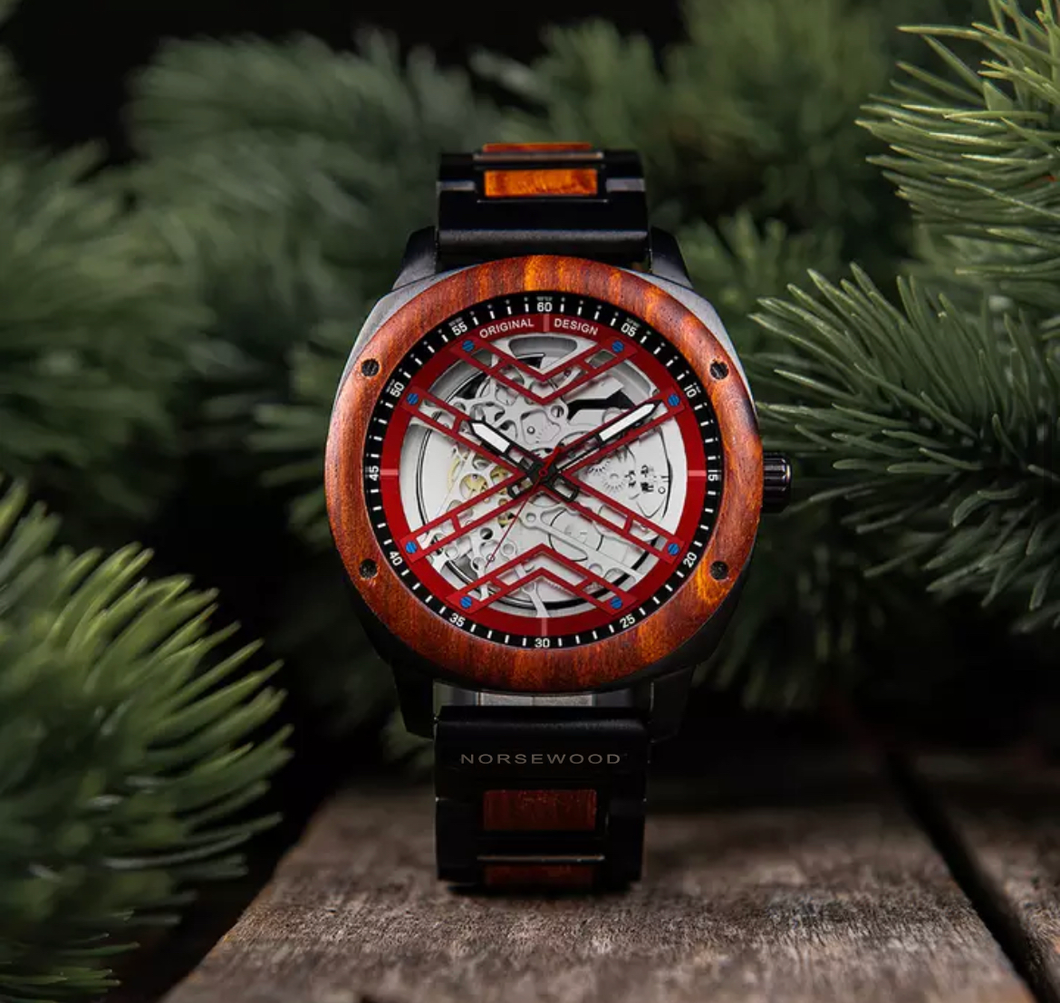 The Skeleton X Red Norsewood Watch